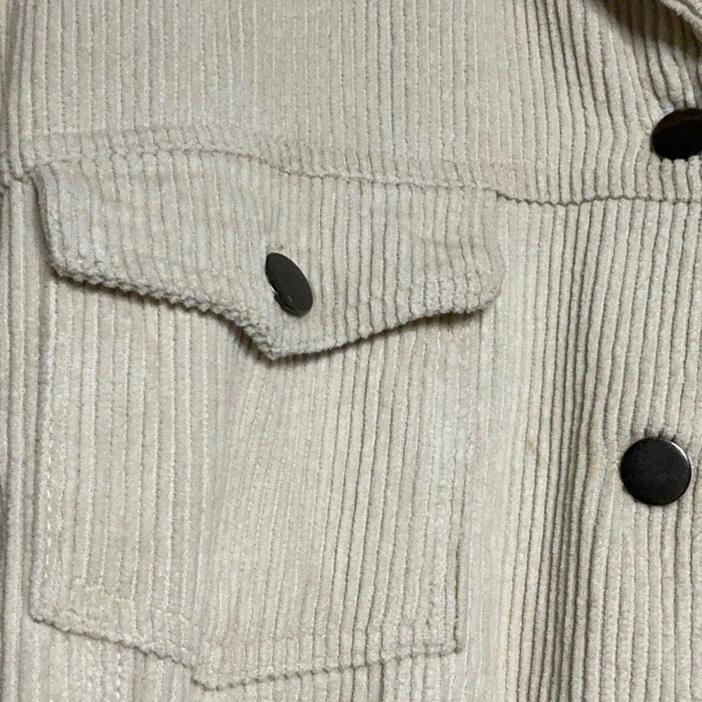 POL Corduroy Light Tan Oversized Boyfriend Jacket with Distressed Hem - Picture 4 of 9